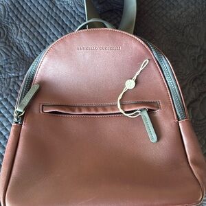 Brunello Cucinelli leather backpack small with manili decorations -